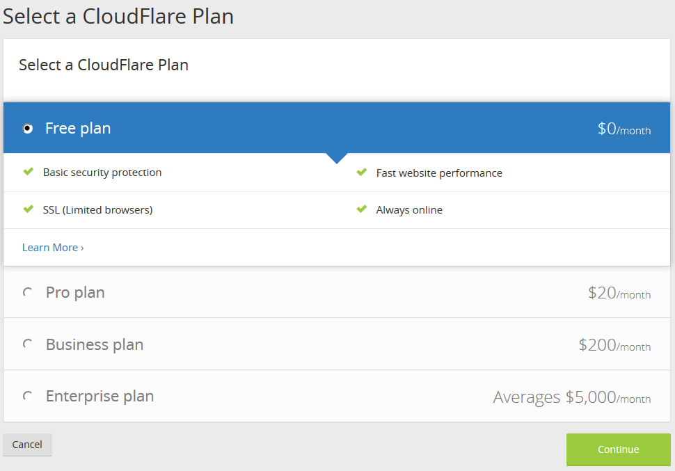 cloudflare ücretsiz ssl plan türü